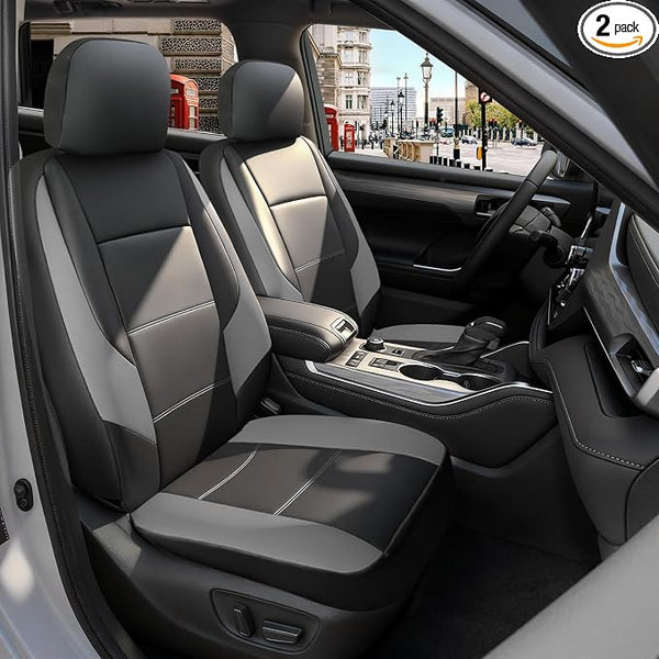 Faux Leather Seat Covers for Multiple Vehicles โ Front Seat โ Black / Gray
