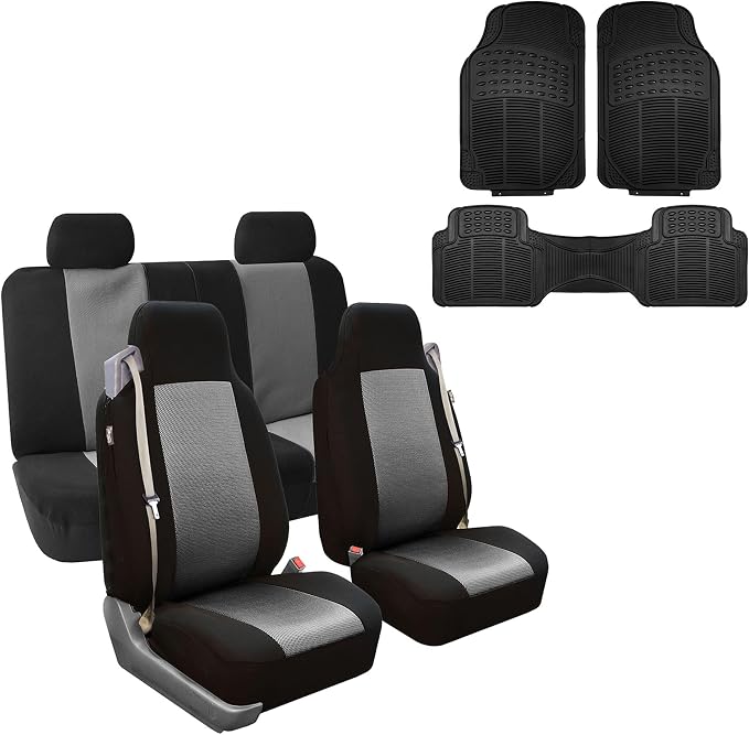 Fabric Car Seat Covers — Gray / Black