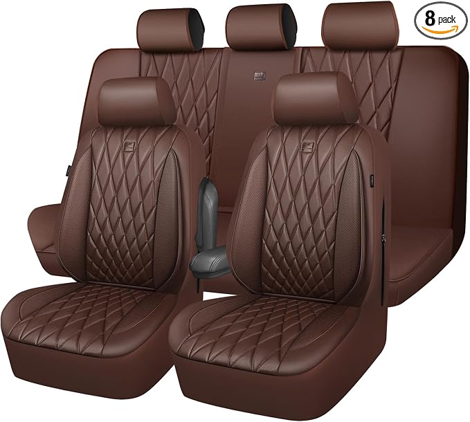 Universal Faux Leather Seat Covers — Full Set — Brown