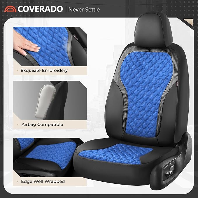Universal Seat Covers — Full Set — Black / Blue
