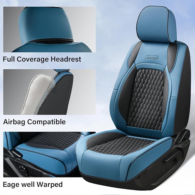 Faux Leather Seat Covers for Chevrolet Silverado / GMC Sierra — Full Set — Blue