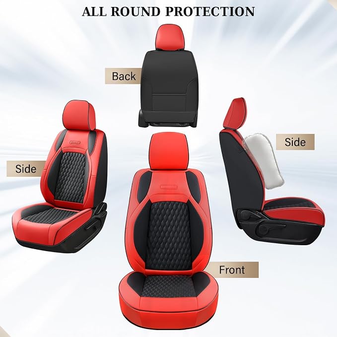 Faux Leather Seat Covers for Chevrolet Silverado / GMC Sierra — Front Seat — Red