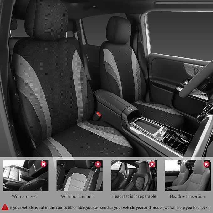 Universal Seat Covers — Full Set — Black / Gray