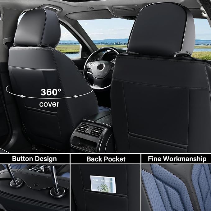 Universal Seat Covers — Full Set — Black / Blue