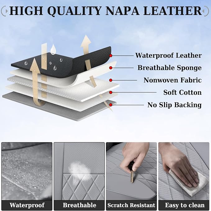Faux Leather Seat Covers for Toyota Tacoma — Full Set — Gray