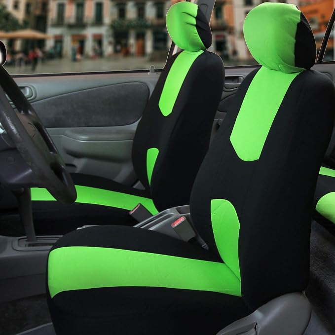 Universal Fabric Seat Covers — Front Seat — Green