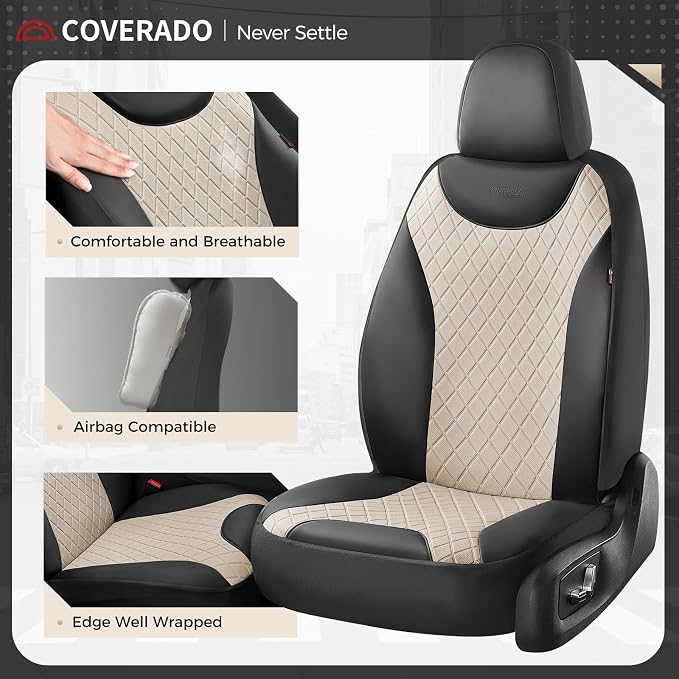 Universal Seat Covers — Full Set — Black / Beige