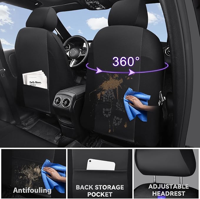 Universal Faux Leather Seat Covers — Full Set — Black