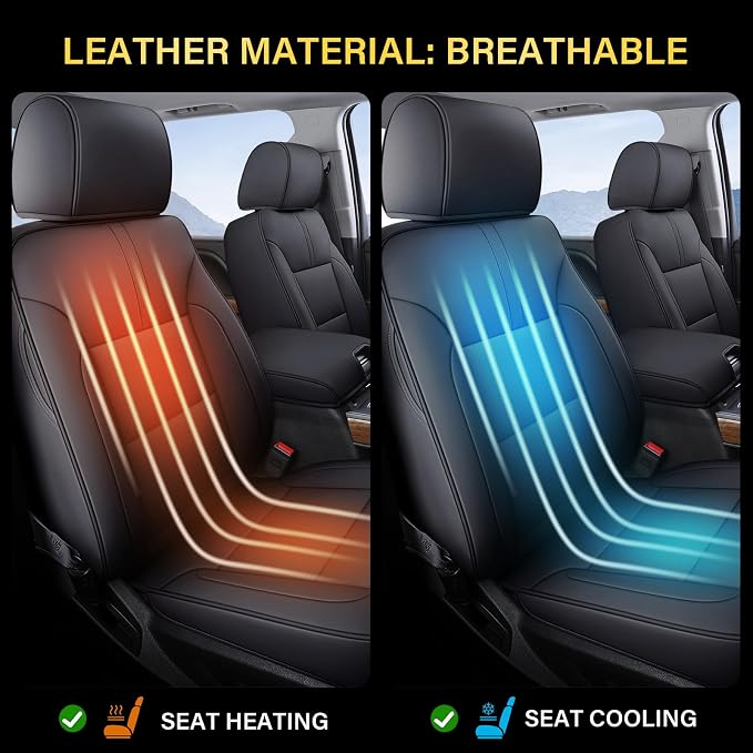 Faux Leather Seat Covers for Chevrolet Silverado / GMC Sierra — Full Set — Black