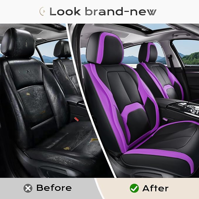 Universal Seat Covers — Front Seat — Black / Purple