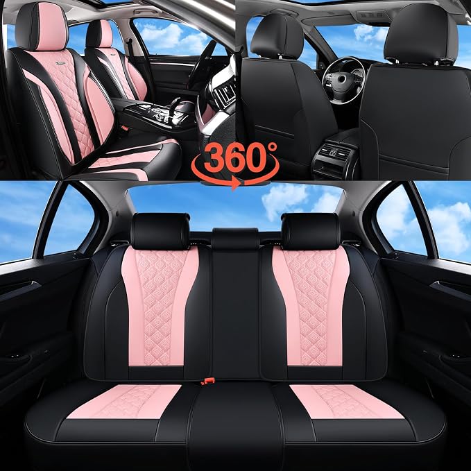 Universal Seat Covers — Full Set — Black / Pink