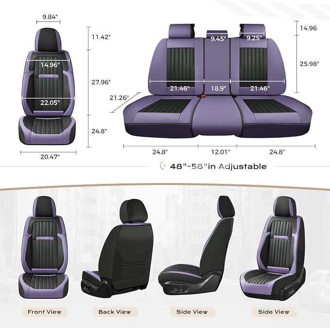 Universal Seat Covers — Full Set — Purple / Black
