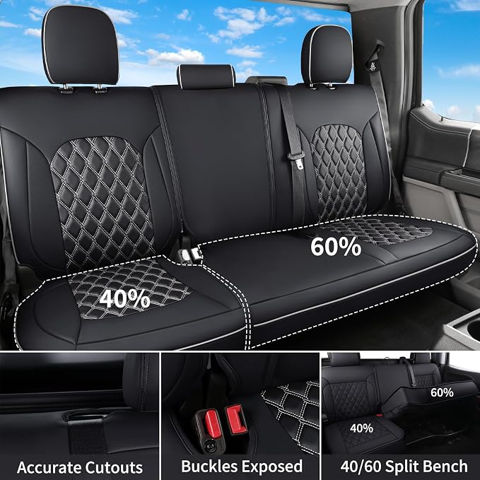 Seat Covers for Toyota Tacoma — Full Set — Black / White