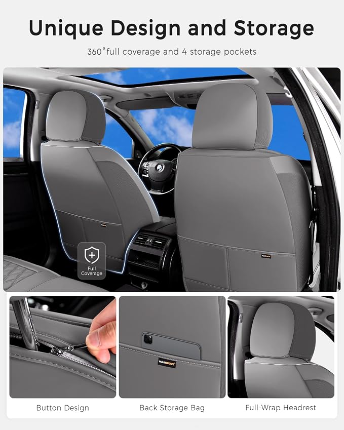 Universal Seat Covers — Full Set — Gray