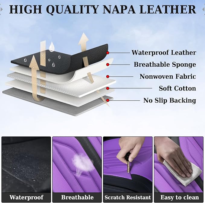 Universal Seat Covers — Full Set — Black / Purple