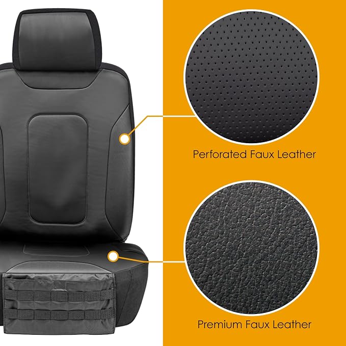 Faux Leather Car Seat Covers — Front Seat — Black