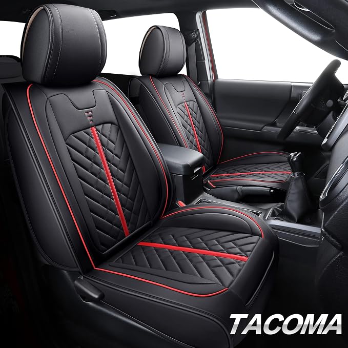 Seat Covers for Toyota Tacoma — Front Seat — Black / Red