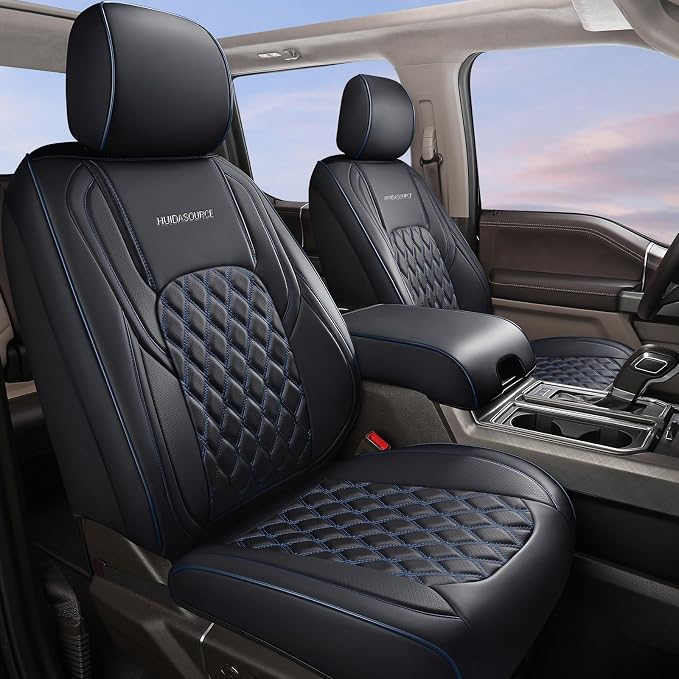 Faux Leather Seat Covers for Jeep Wrangler — Front Seat — Black / Blue