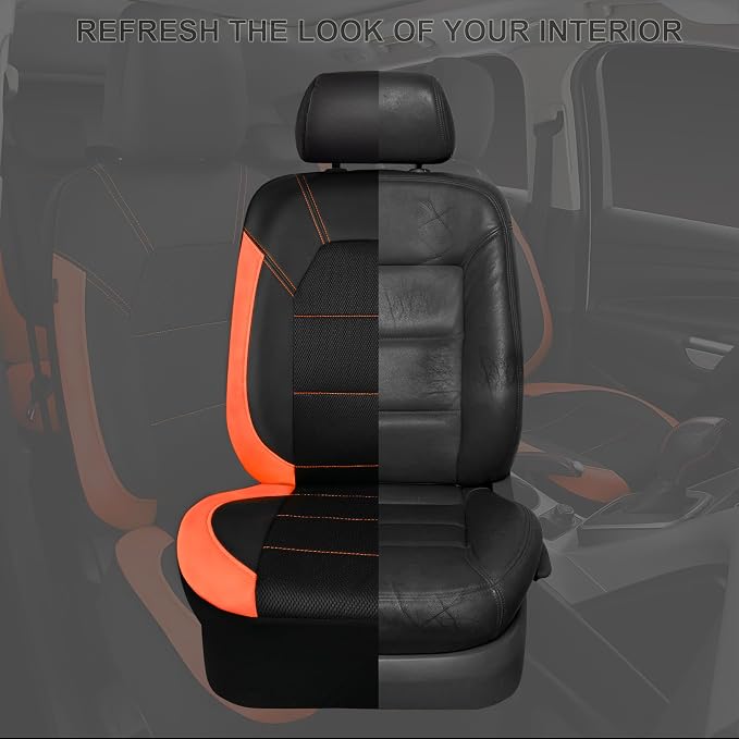Universal Seat Covers — Full Set — Black / Orange