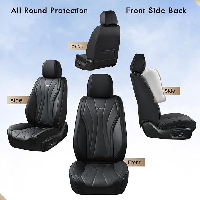 Universal Faux Leather Seat Covers — Full Set — Black