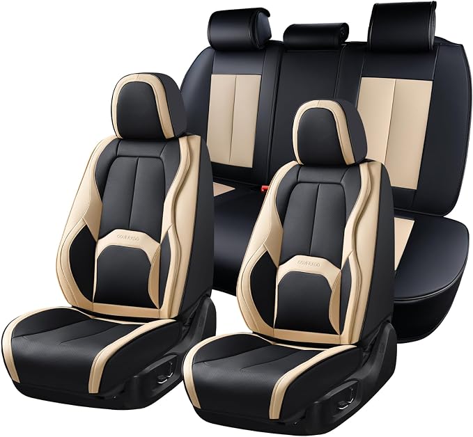 Universal Seat Covers — Full Set — Black / Beige