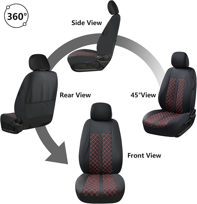 Seat Covers for Toyota Tacoma — Full Set — Black / Red