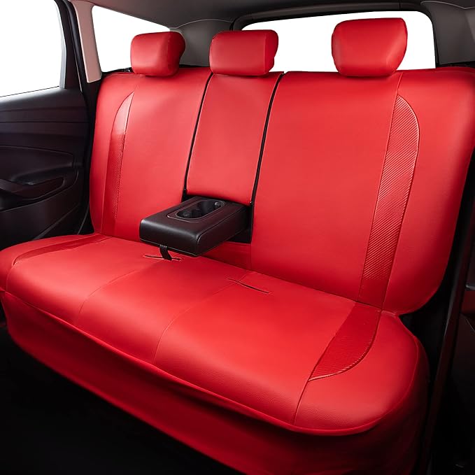 Faux Leather Car Seat Covers — Full Set — Red