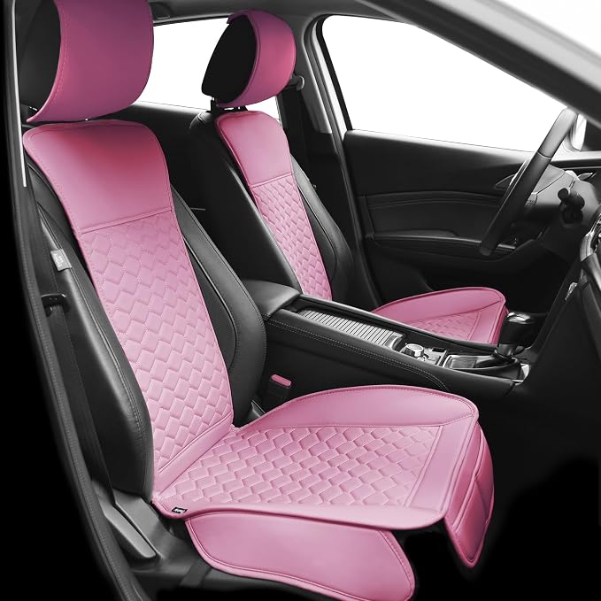 Universal Faux Leather Seat Covers — Front Seat — Pink