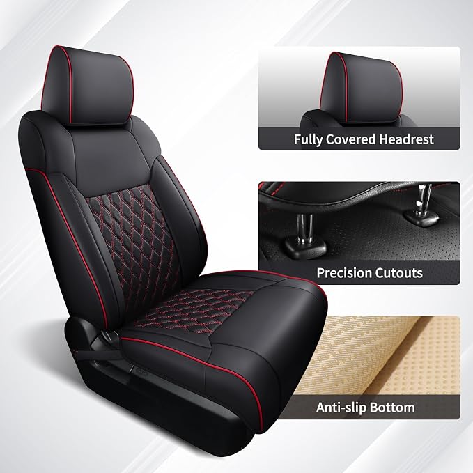 Seat Covers for Toyota Tacoma — Full Set — Black / Red