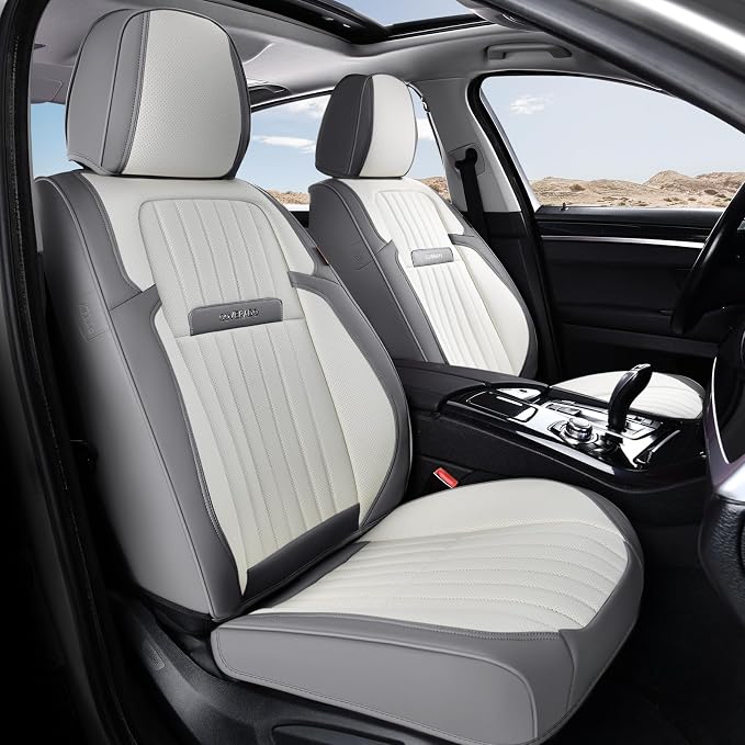 Universal Seat Covers — Front Seat — Gray / White