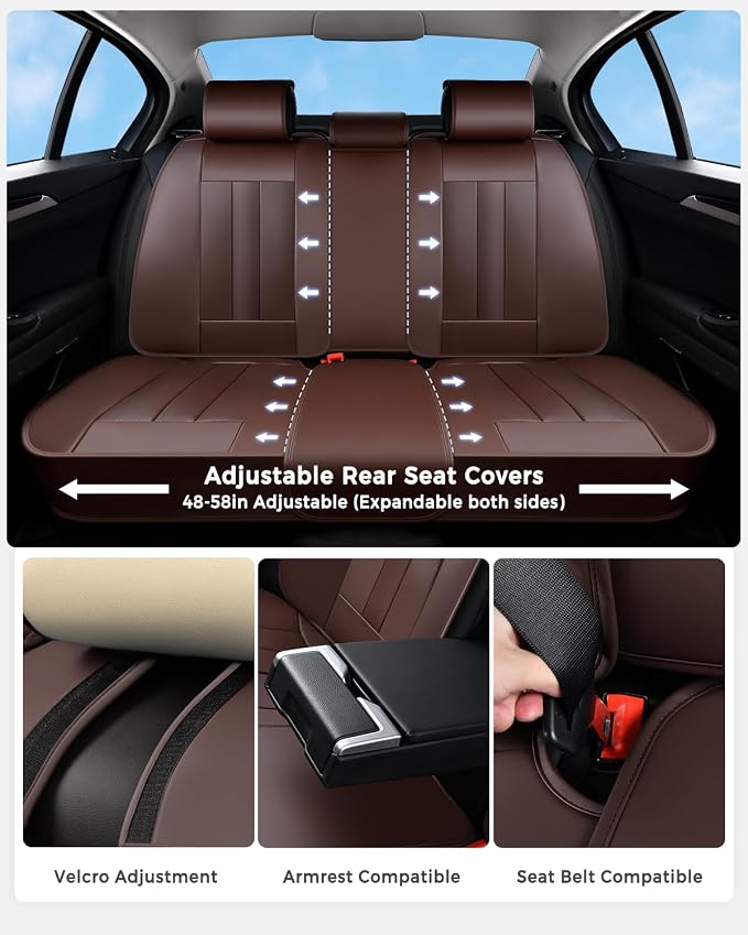 Universal Faux Leather Seat Covers — Coffee