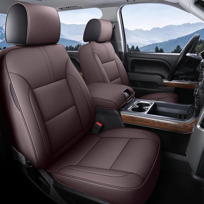 Faux Leather Seat Covers for Chevrolet Silverado / GMC Sierra — Front Seat — Brown