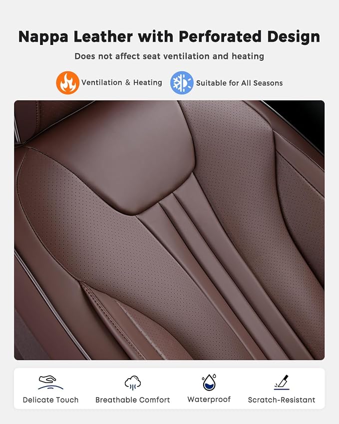 Universal Faux Leather Seat Covers — Coffee