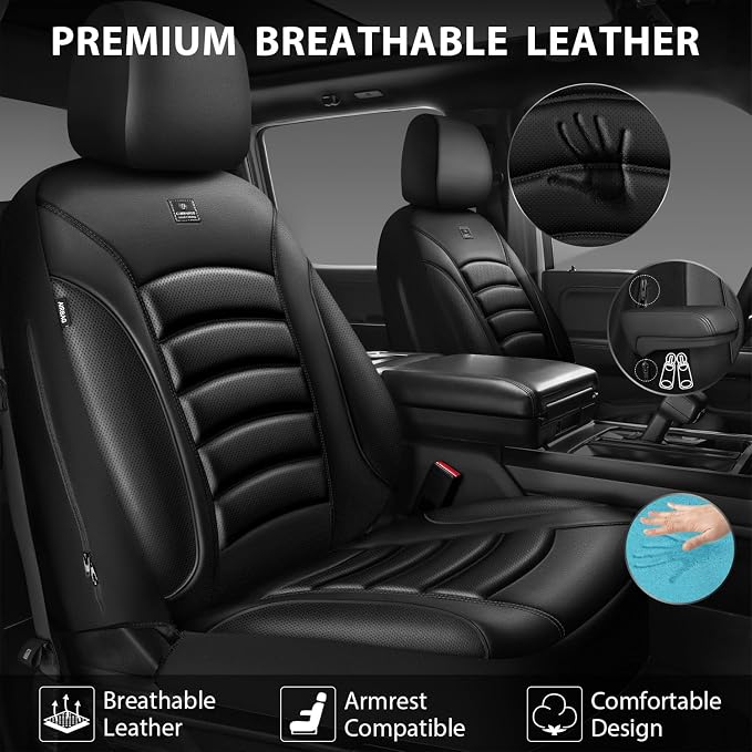 Universal Faux Leather Seat Covers — Front Seat — Black