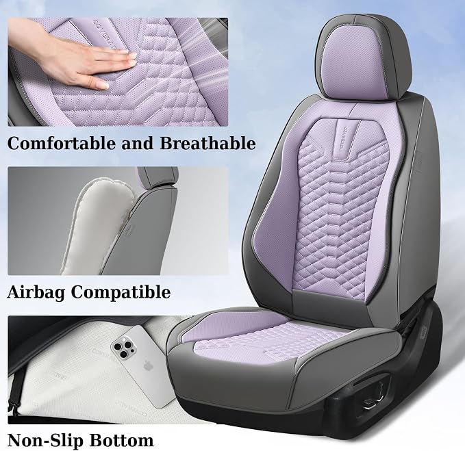Universal Seat Covers — Front Seat — Gray / Purple