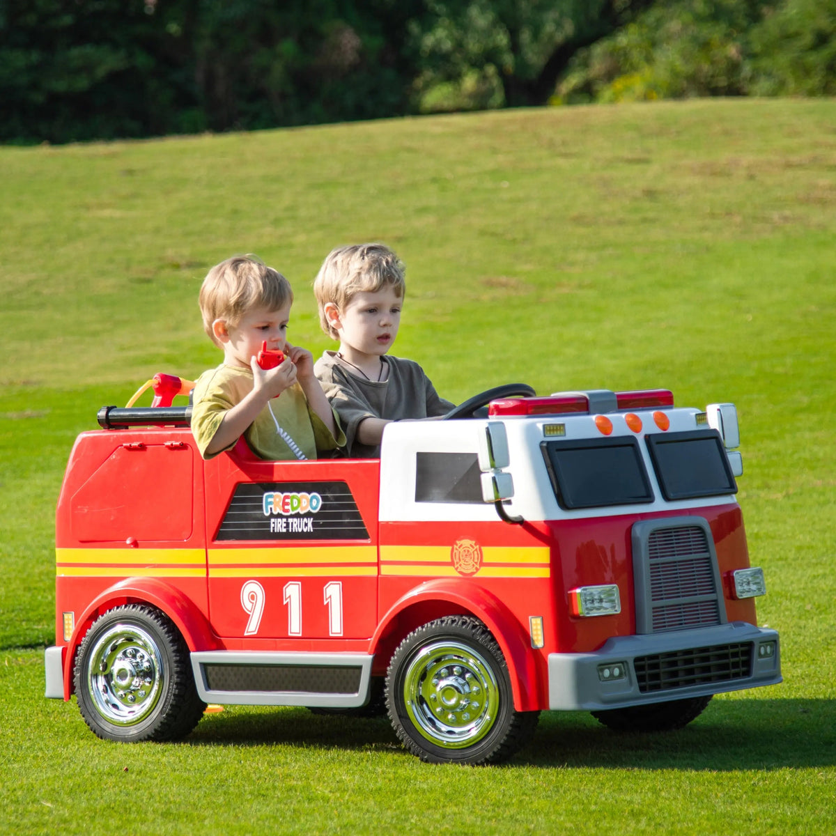 24V Fire Truck 2-Seater Ride-On for Kids