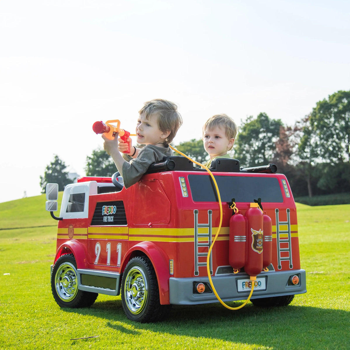 24V Fire Truck 2-Seater Ride-On for Kids