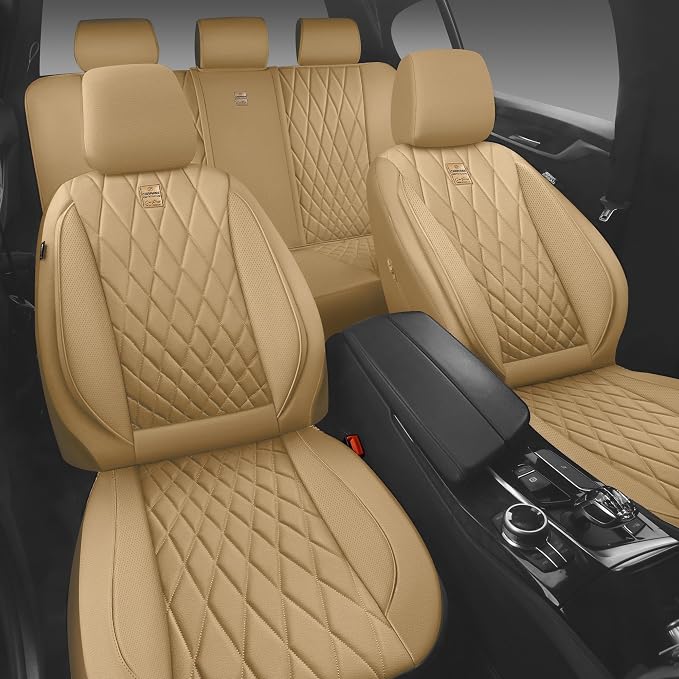 Universal Faux Leather Seat Covers — Full Set — Beige
