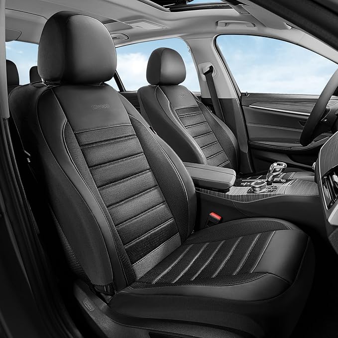 Fabric Car Seat Covers — Full Set — Black