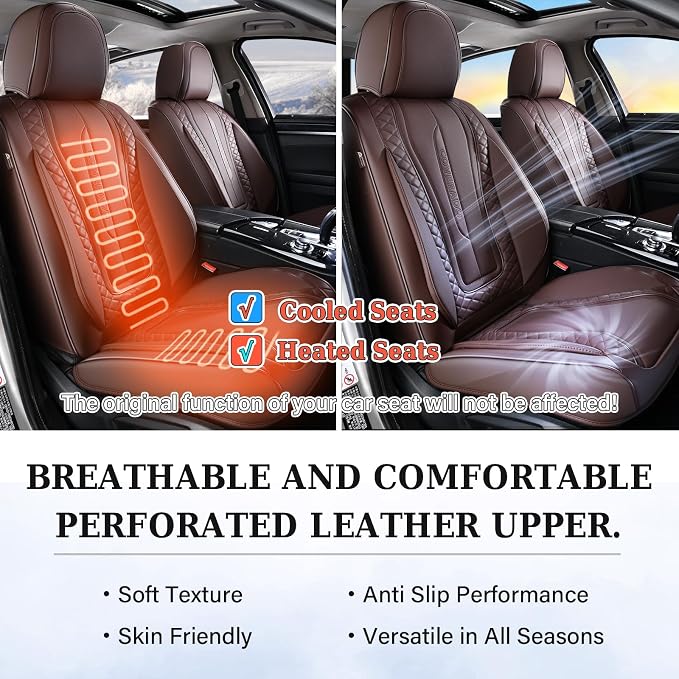 Universal Faux Leather Seat Covers — Full Set — Coffee