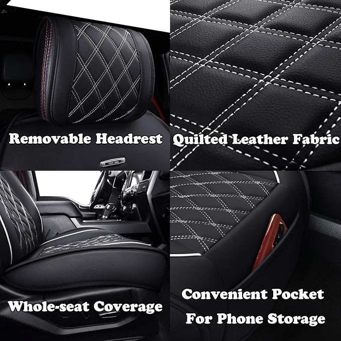 Seat Covers for Multiple Vehicles — Front Seat — Black / White