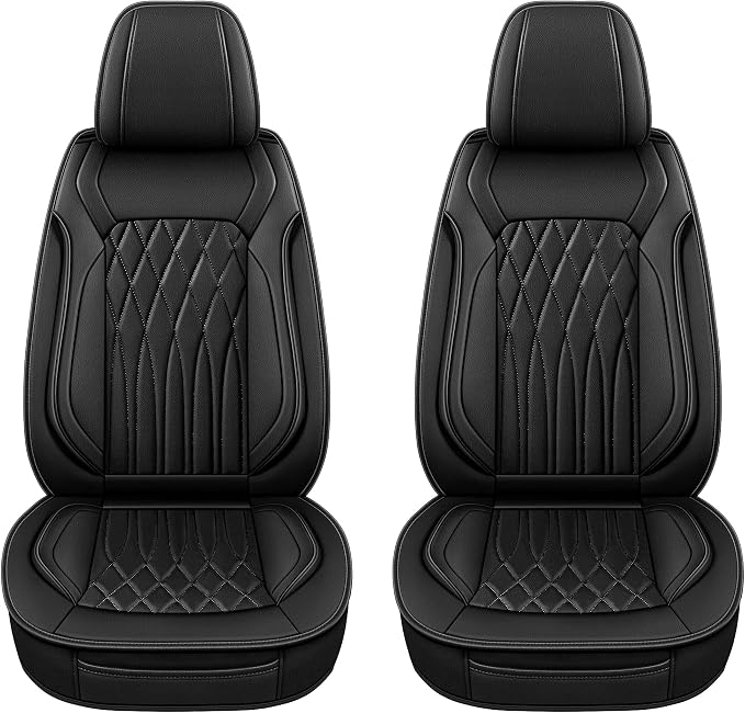 Universal Faux Leather Seat Covers — Front Seat — Black
