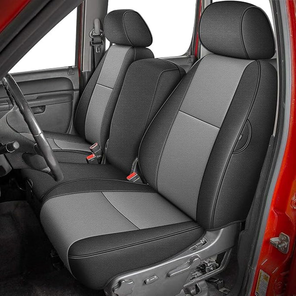 Faux Leather Seat Covers for Chevrolet Silverado / GMC Sierra โ Full Set โ Black / Gray