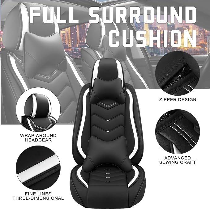 Seat Covers for Honda Civic — Black / White