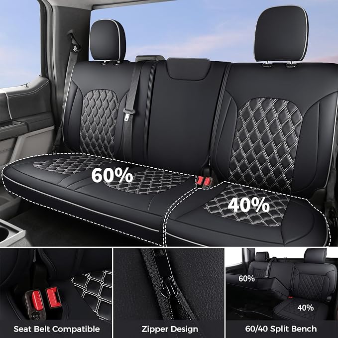 Seat Covers for Jeep Wrangler — Full Set — Black / White