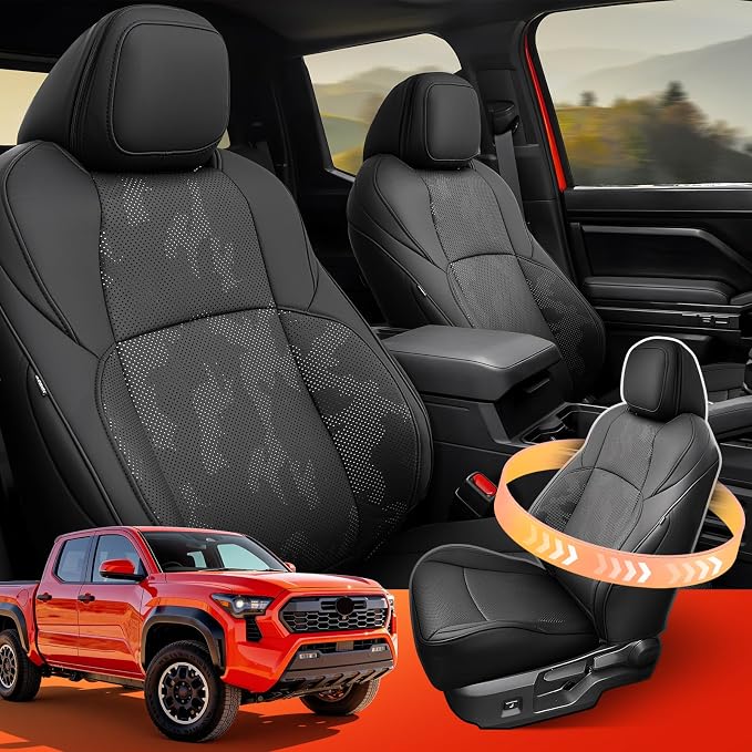 Faux Leather Seat Covers for Toyota Tacoma — Front Seat — Black
