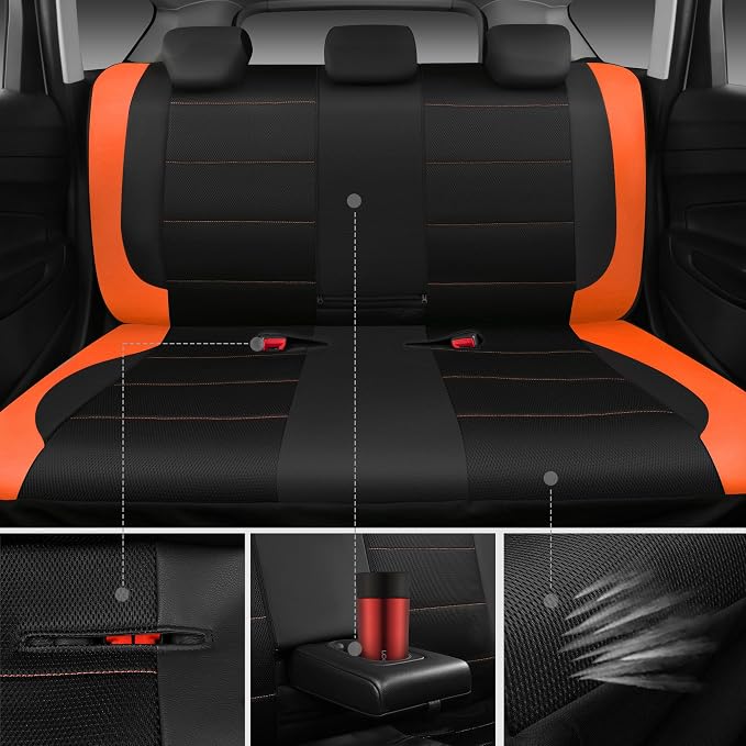 Universal Seat Covers — Full Set — Black / Orange