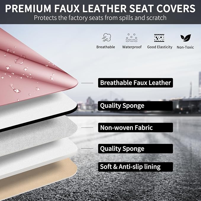 Seat Covers for Multiple Vehicles — Full Set — Pink