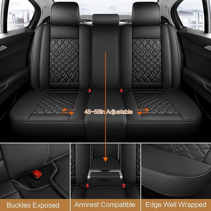Universal Faux Leather Seat Covers — Full Set — Black