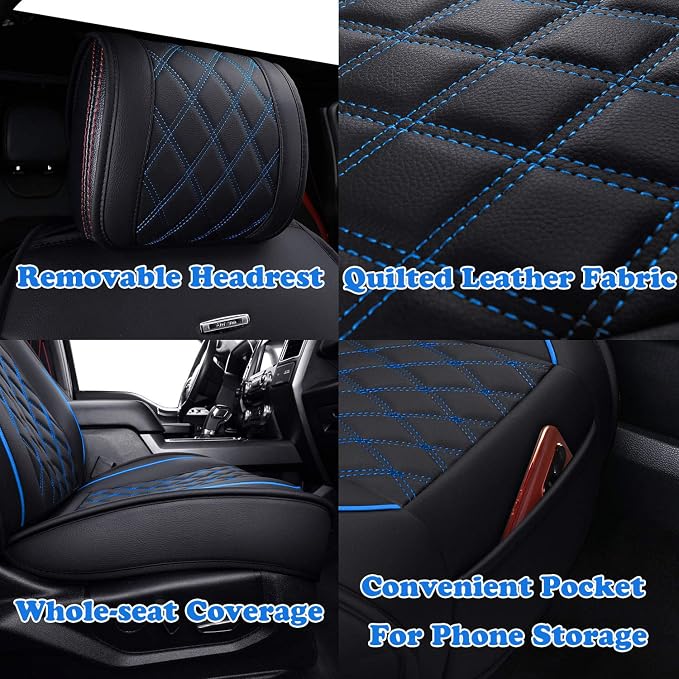 Seat Covers for Multiple Vehicles — Front Seat — Black / Blue